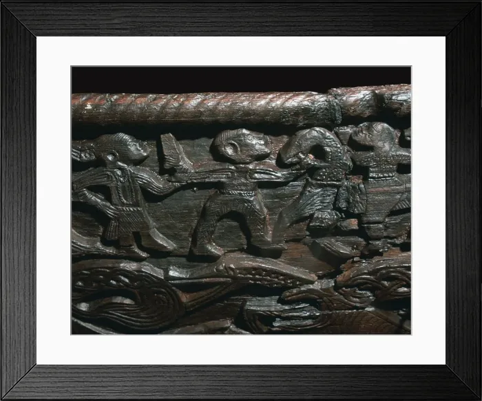 Framed Print : Detail of the Oseberg Cart from the Oseberg ship burial, 9th century Framed Print : Detail of the Oseberg Cart from the Oseberg ship burial, 9th century