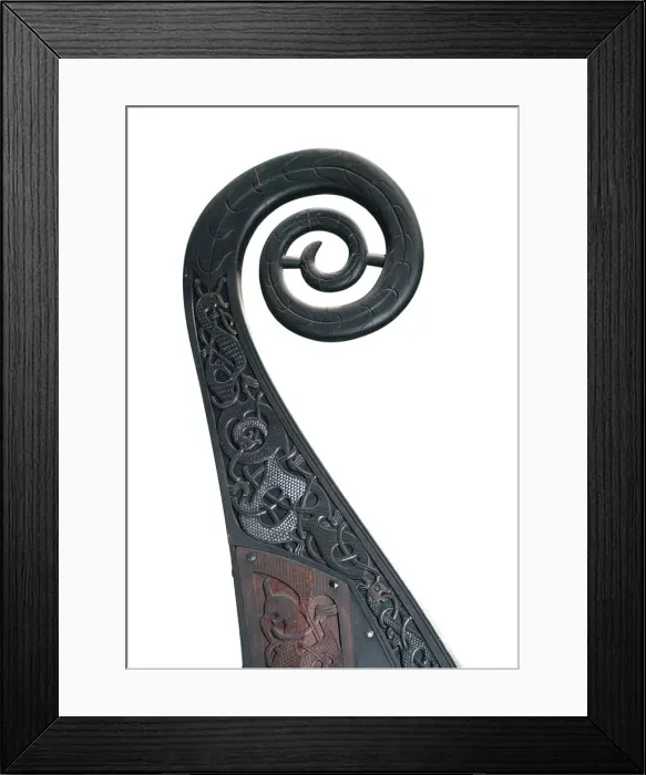 Framed Print : Detail of the stern of the Viking Oseburg ship, 9th century Framed Print : Detail of the stern of the Viking Oseburg ship, 9th century