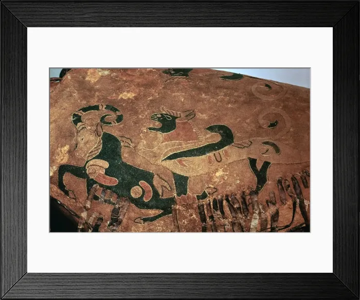 Framed Print : Scythian saddle-cover with applied felt decoration, 5th century BC Framed Print : Scythian saddle-cover with applied felt decoration, 5th century BC