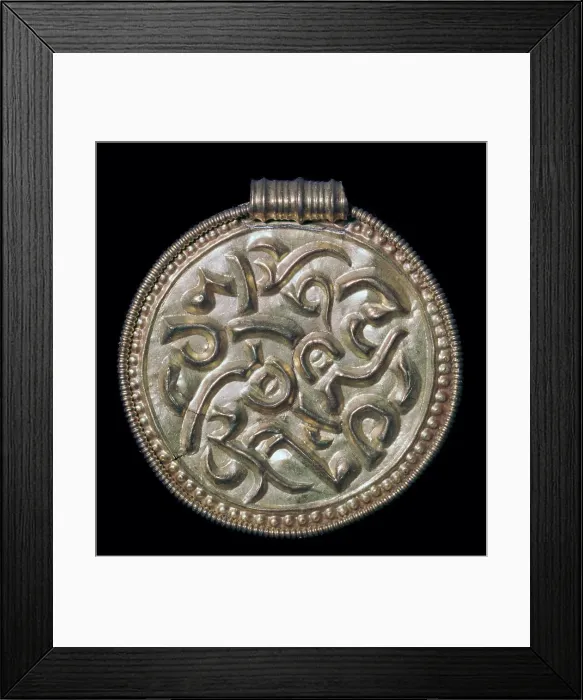 Framed Print : Gold bracteate from a fifth century Norwegian hoard, 6th century Framed Print : Gold bracteate from a fifth century Norwegian hoard, 6th century