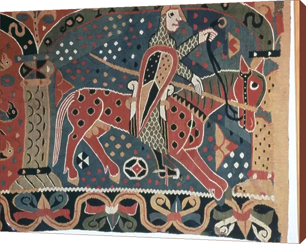 Tapestry fragment showing a Viking horseman
