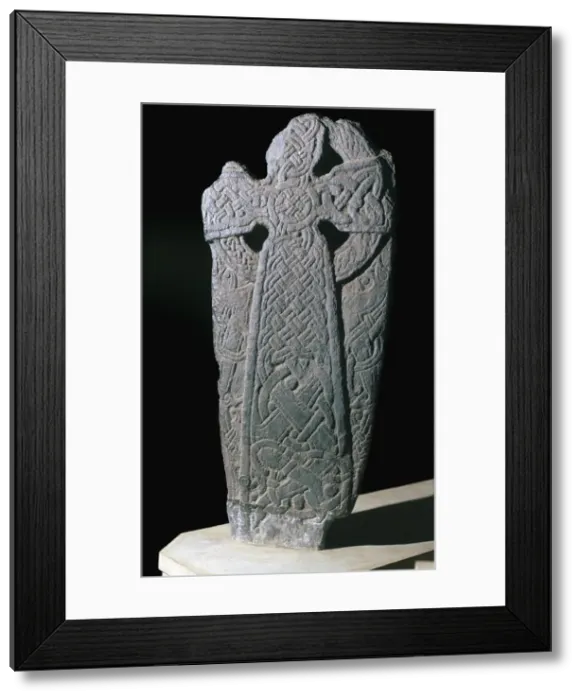 Framed Print : Norse dragon cross-slab from the Isle of Man, 11th century Framed Print : Norse dragon cross-slab from the Isle of Man, 11th century