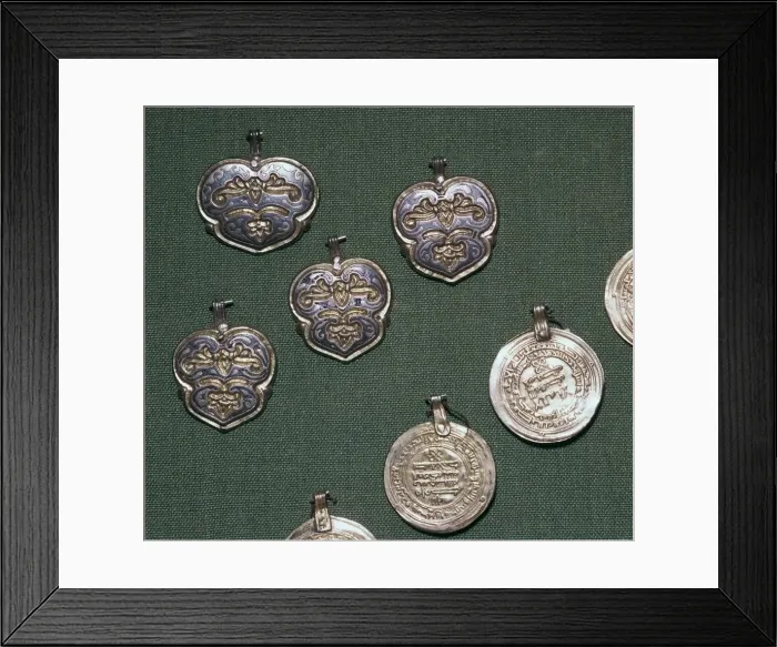 Framed Print : Hoard of arabic metalwork from a Viking grave Framed Print : Hoard of arabic metalwork from a Viking grave