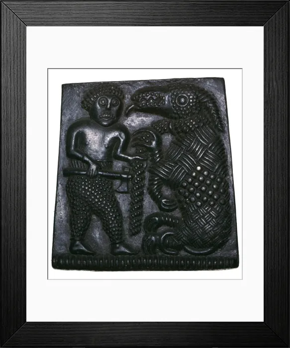 Framed Print : Bronze matrix for making decorative plaques for helmets, 8th century Framed Print : Bronze matrix for making decorative plaques for helmets, 8th century
