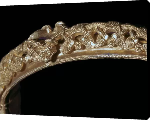 Detail of animal-style decoration on a gold Viking bracelet