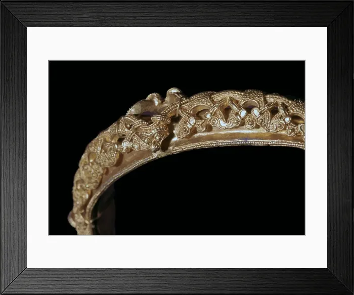 Framed Print : Detail of animal-style decoration on a gold Viking bracelet Framed Print : Detail of animal-style decoration on a gold Viking bracelet