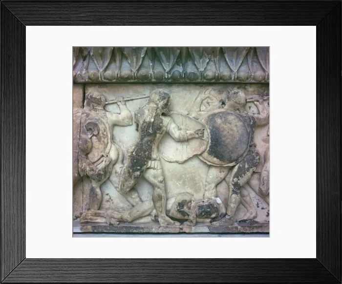 Framed Print : Detail of a frieze on the Treasury of the Siphnians, 6th century BC Framed Print : Detail of a frieze on the Treasury of the Siphnians, 6th century BC