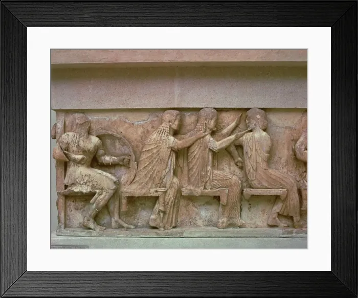 Framed Print : Detail of a frieze on the Treasury of the Siphnians, 6th century BC Framed Print : Detail of a frieze on the Treasury of the Siphnians, 6th century BC