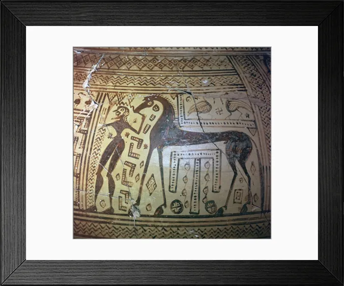 Framed Print : Detail from a Greek geometric period vase, 9th century BC Framed Print : Detail from a Greek geometric period vase, 9th century BC