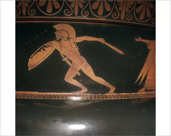 Greek vase showing Memnon fighting Achilles