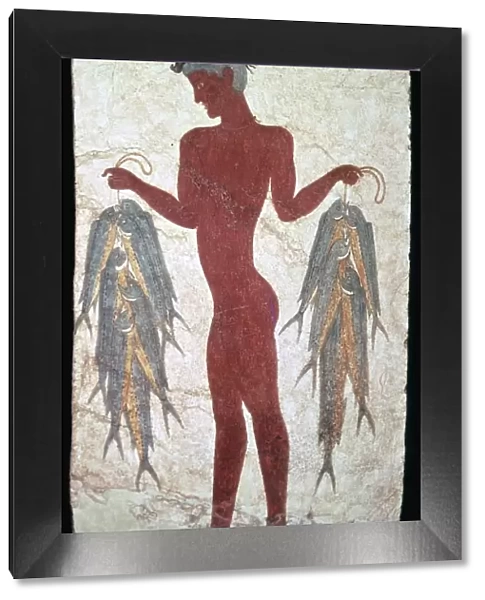 Minoan fresco showing a boy with fishes, 20th century