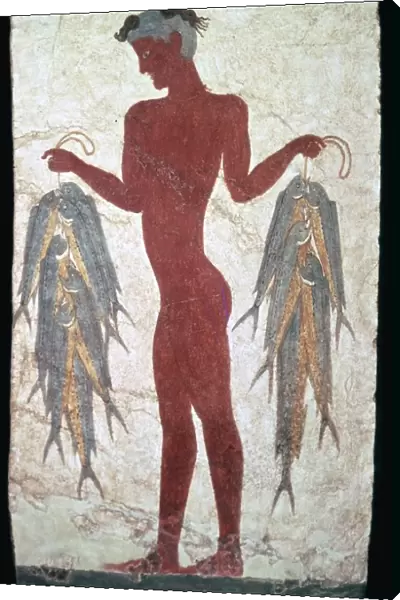 Minoan fresco showing a boy with fishes, 20th century