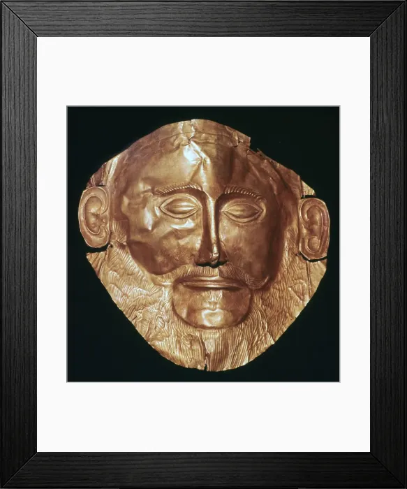 Framed Print : Gold death mask of Agamemmon, 17th century BC Framed Print : Gold death mask of Agamemmon, 17th century BC