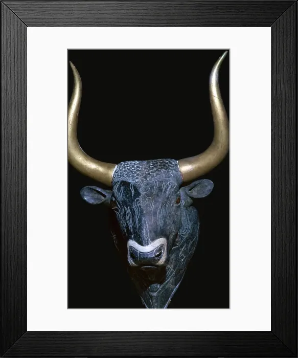 Framed Print : Minoan bulls head libation vessel