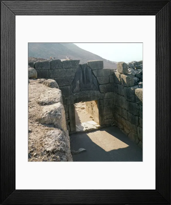 Framed Print : The lion gate at Mycenae, 13th century BC Framed Print : The lion gate at Mycenae, 13th century BC