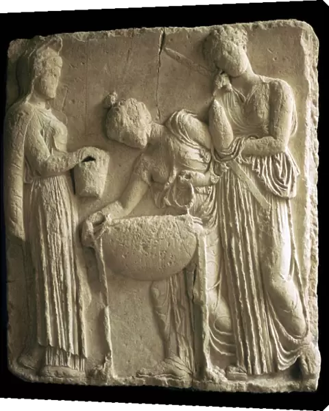 Attic relief of Medea and the daughters of Pelion, 5th century BC