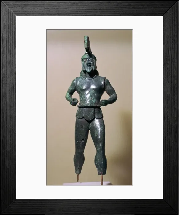 Framed Print : Greek bronze warrior from Dodona, 6th century BC Framed Print : Greek bronze warrior from Dodona, 6th century BC