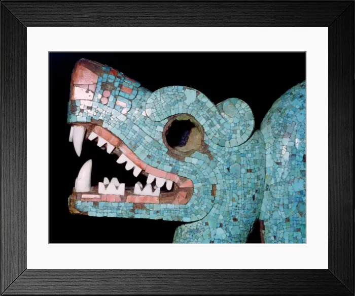 Framed Print : Detail of a turquoise mosaic of a double-headed serpent, Aztec / Mixtec, Mexico, 15th-16th century Framed Print : Detail of a turquoise mosaic of a double-headed serpent, Aztec / Mixtec, Mexico, 15th-16th century