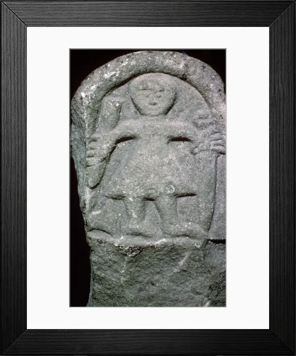 Framed Print : Fragment of a cross depicting a Viking Warrior, Weston Church, North Yorkshire Framed Print : Fragment of a cross depicting a Viking Warrior, Weston Church, North Yorkshire