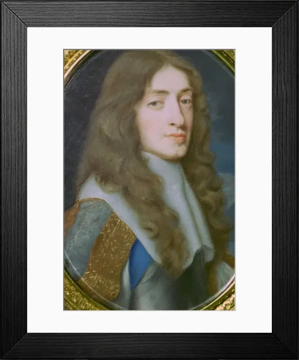 Framed Print : Miniature portrait of King James II of England as the Duke of York. Artist: Samuel Cooper Framed Print : Miniature portrait of King James II of England as the Duke of York. Artist: Samuel Cooper