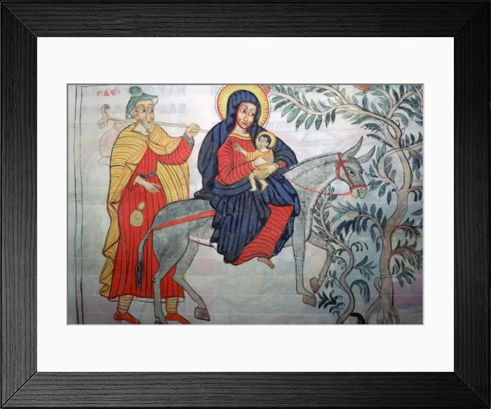 Framed Print : Ethiopian illustration of the Flight into Egypt, 1664 Framed Print : Ethiopian illustration of the Flight into Egypt, 1664