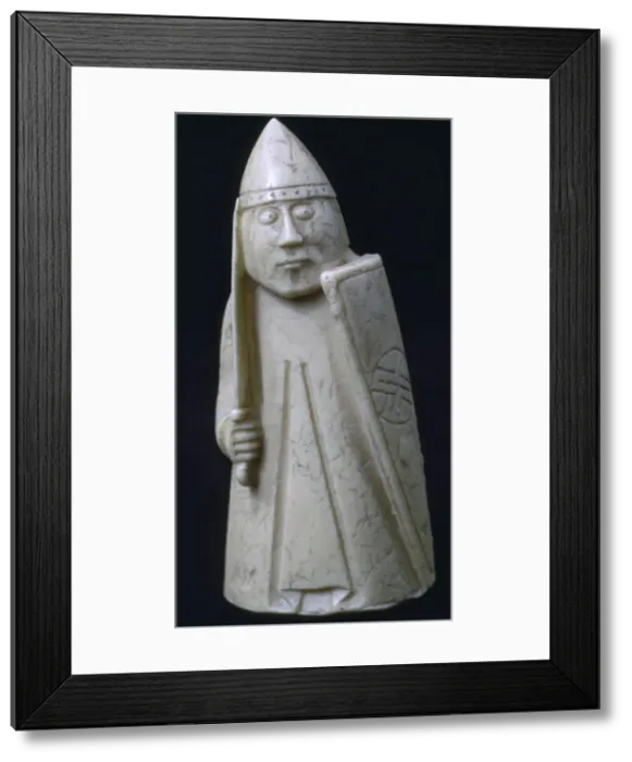 Framed Print : A Knight - The Lewis Chessmen, (Norwegian?), c1150-c1200
