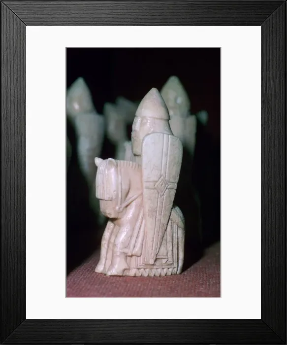 Framed Print : A Knight - The Lewis Chessmen, (Norwegian?), c1150-c1200 Framed Print : A Knight - The Lewis Chessmen, (Norwegian?), c1150-c1200