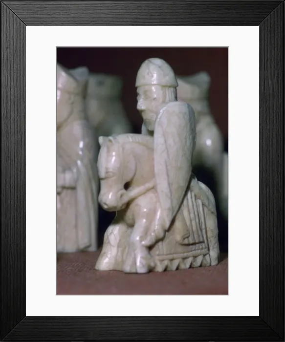 Framed Print : A Knight - The Lewis Chessmen, (Norwegian?), c1150-c1200 Framed Print : A Knight - The Lewis Chessmen, (Norwegian?), c1150-c1200