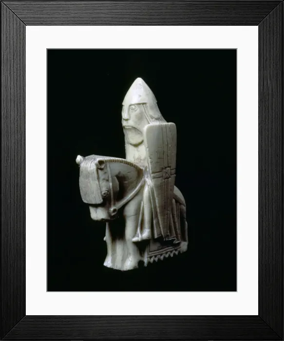 Framed Print : A Knight - The Lewis Chessmen, (Norwegian?), c1150-c1200 Framed Print : A Knight - The Lewis Chessmen, (Norwegian?), c1150-c1200