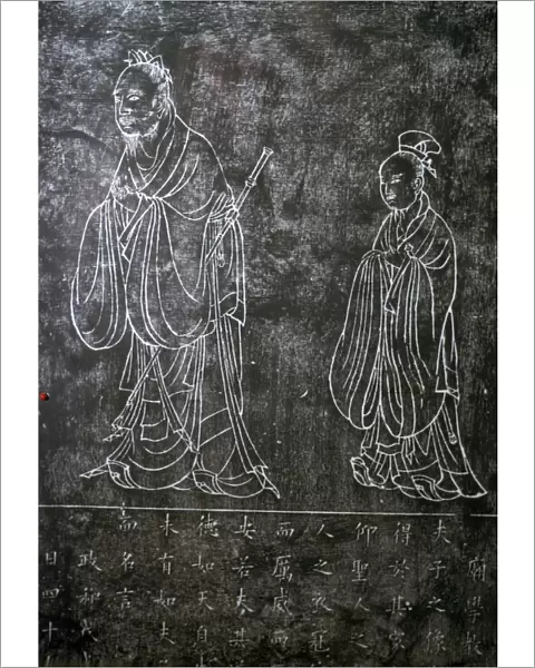Chinese drawing of Confucius and a disciple