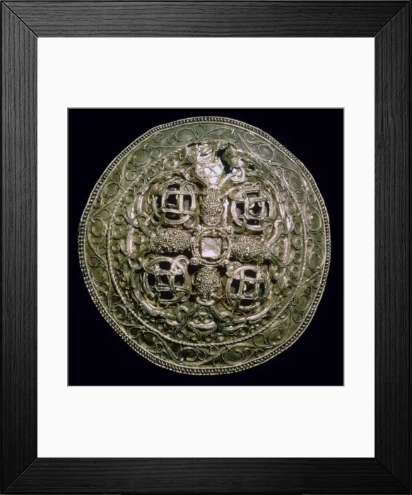 Framed Print : Circular Viking gold brooch from Denmark, 9th century Framed Print : Circular Viking gold brooch from Denmark, 9th century