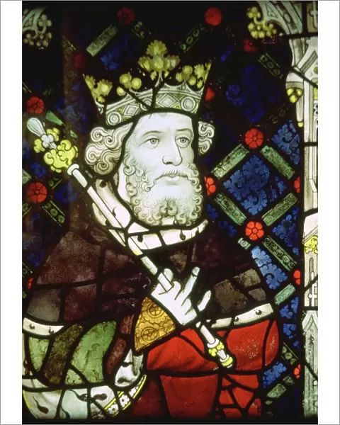 Stained thirteenth century glass image of King Cnut (985  /  95-1035)