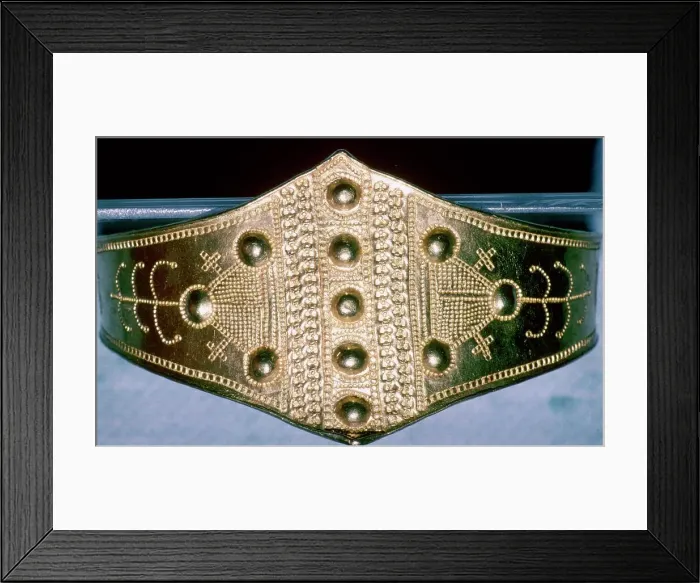 Framed Print : Viking gold arm-ring with tree of life symbols, 9th century Framed Print : Viking gold arm-ring with tree of life symbols, 9th century