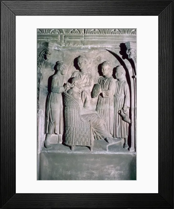 Framed Print : Roman relief of a womans hair being dressed Framed Print : Roman relief of a womans hair being dressed