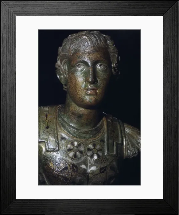 Framed Print : Copper alloy statuette of Nero in the guise of Alexander the Great, Roman Britain, 1st century AD Framed Print : Copper alloy statuette of Nero in the guise of Alexander the Great, Roman Britain, 1st century AD