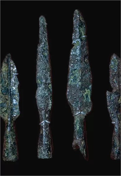 Roman iron spearheads from the Roman site at Camerton near Bath, England