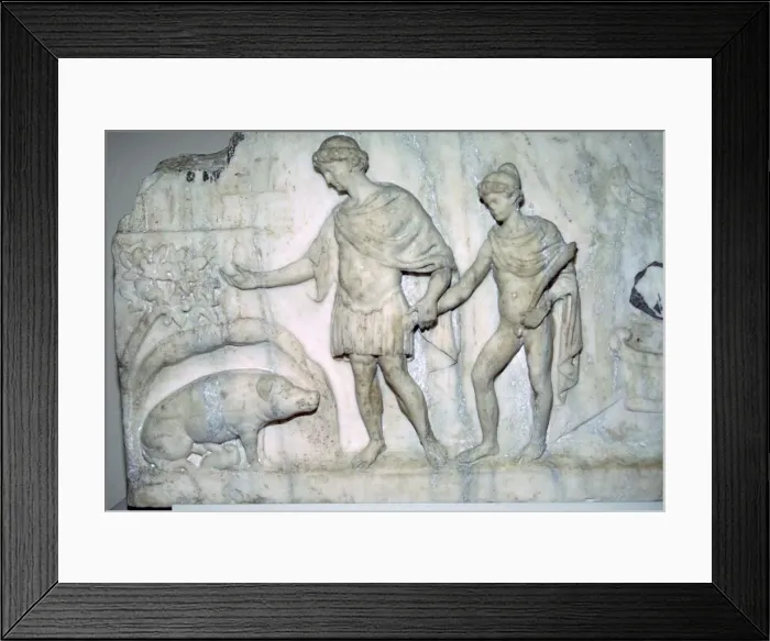 Framed Print : Roman marble relief of Aeneas and Ascanius Framed Print : Roman marble relief of Aeneas and Ascanius