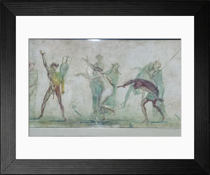 Framed Print : Roman wall-painting of a Bacchanalian dance from the Villa Doria Pamphili in Rome, c50 Framed Print : Roman wall-painting of a Bacchanalian dance from the Villa Doria Pamphili in Rome, c50