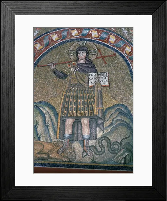 Framed Print : Mosaic of Christ dressed as a soldier, 6th century Framed Print : Mosaic of Christ dressed as a soldier, 6th century