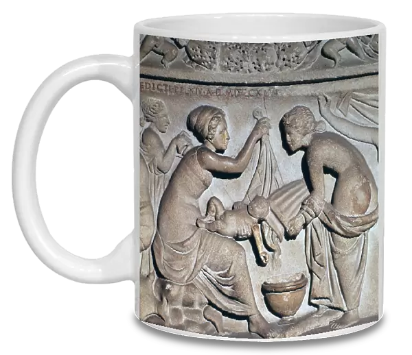 Roman depiction of bathing a baby