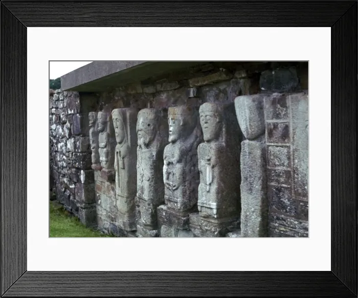 Framed Print : Early Christian figures showing the influence of pagan Celtic carvings, 6th century Framed Print : Early Christian figures showing the influence of pagan Celtic carvings, 6th century