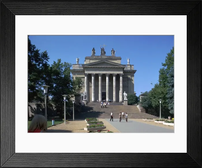 Framed Print : People coming out of church on a Sunday in Eger. Artist: CM Dixon Framed Print : People coming out of church on a Sunday in Eger. Artist: CM Dixon