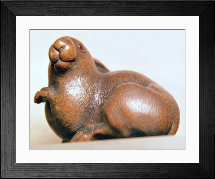 Framed Print : Japanese Netsuke of a hare Framed Print : Japanese Netsuke of a hare