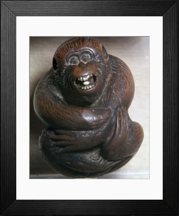 Framed Print : Japanese Netsuke of a monkey, 19th century Framed Print : Japanese Netsuke of a monkey, 19th century