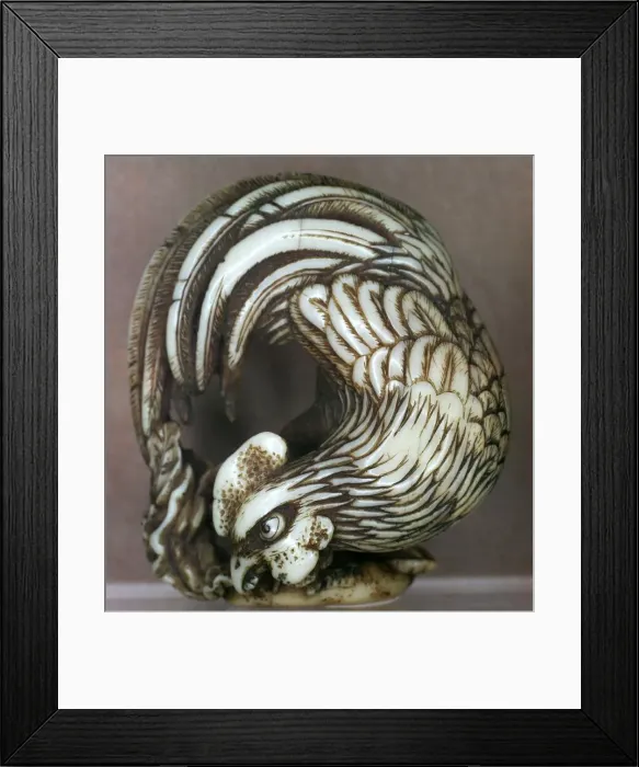 Framed Print : Japanese Netsuke of a cockerel, 19th century Framed Print : Japanese Netsuke of a cockerel, 19th century