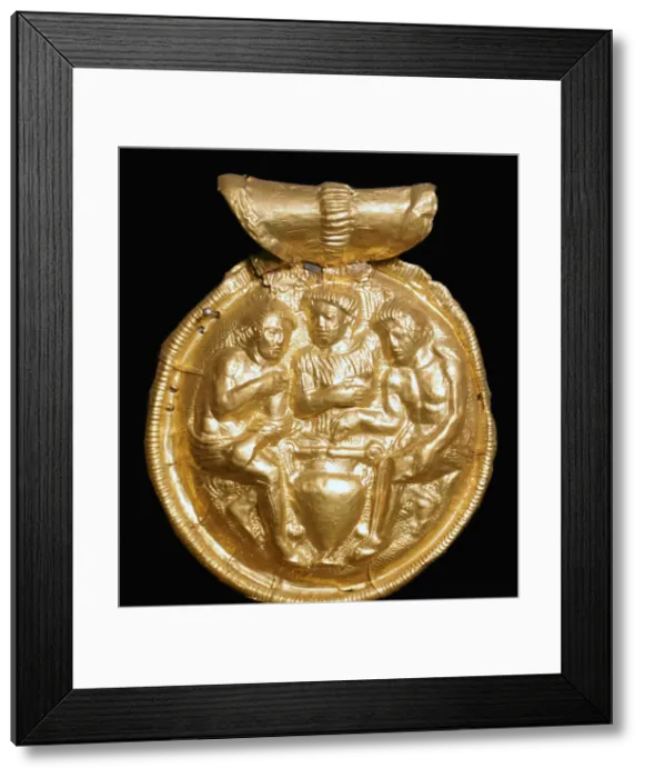 Framed Print : Etruscan gold bulla showing Medea and the daughters of Pelias, 3rd century BC Framed Print : Etruscan gold bulla showing Medea and the daughters of Pelias, 3rd century BC
