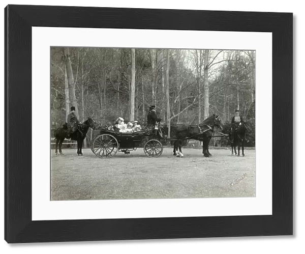 Tsar Nicholas II of Russia with his family in the park of Tsarskoye Selo, Russia, 1900s. Artist: K von Hahn
