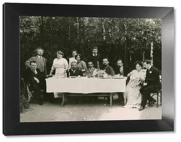 Visitors with Russian author Alexander Kuprin and his family, Gatchina, Russia, early 20th century
