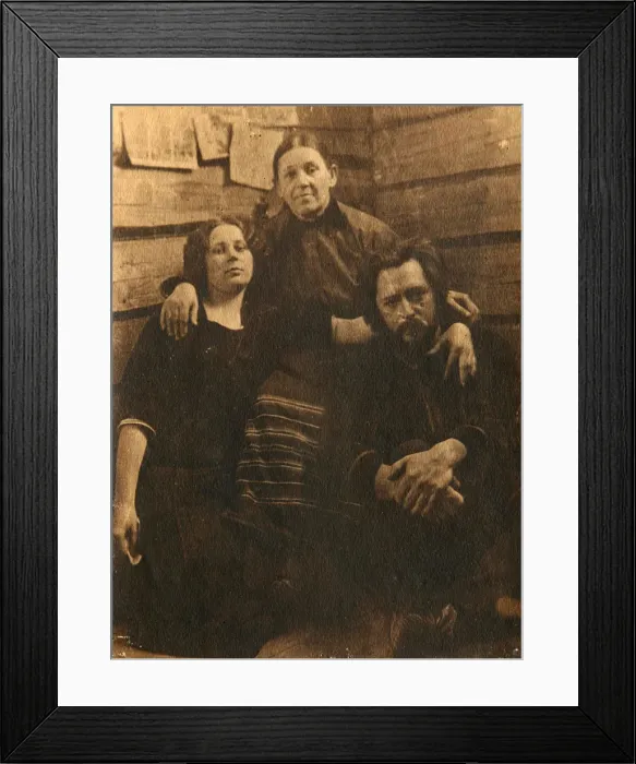 Framed Print : Russian author Leonid Andreyev with his mother and sister, early 20th century Framed Print : Russian author Leonid Andreyev with his mother and sister, early 20th century