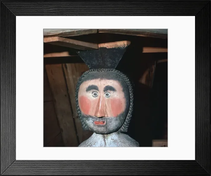 Framed Print : Carved and painted wooden figure from a church in Finland, 18th century Framed Print : Carved and painted wooden figure from a church in Finland, 18th century